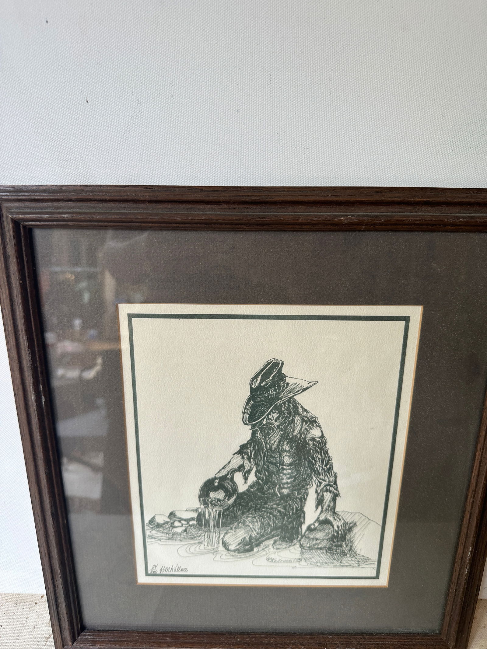 Signed 24/200 Black and White Cowboy Print, Framed - 7