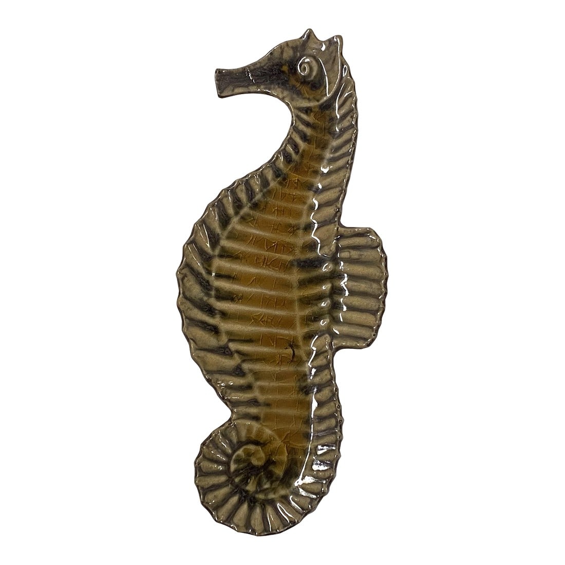 Artistic Mustard Yellow Glaze Ceramic Decorative Seahorse Shape Display Plate: The Artistic Color Glaze Ceramic Decorative Seahorse Shape Display Plate is a captivating blend of artistic expression and functional design. Crafted with meticulous attention to detail, this