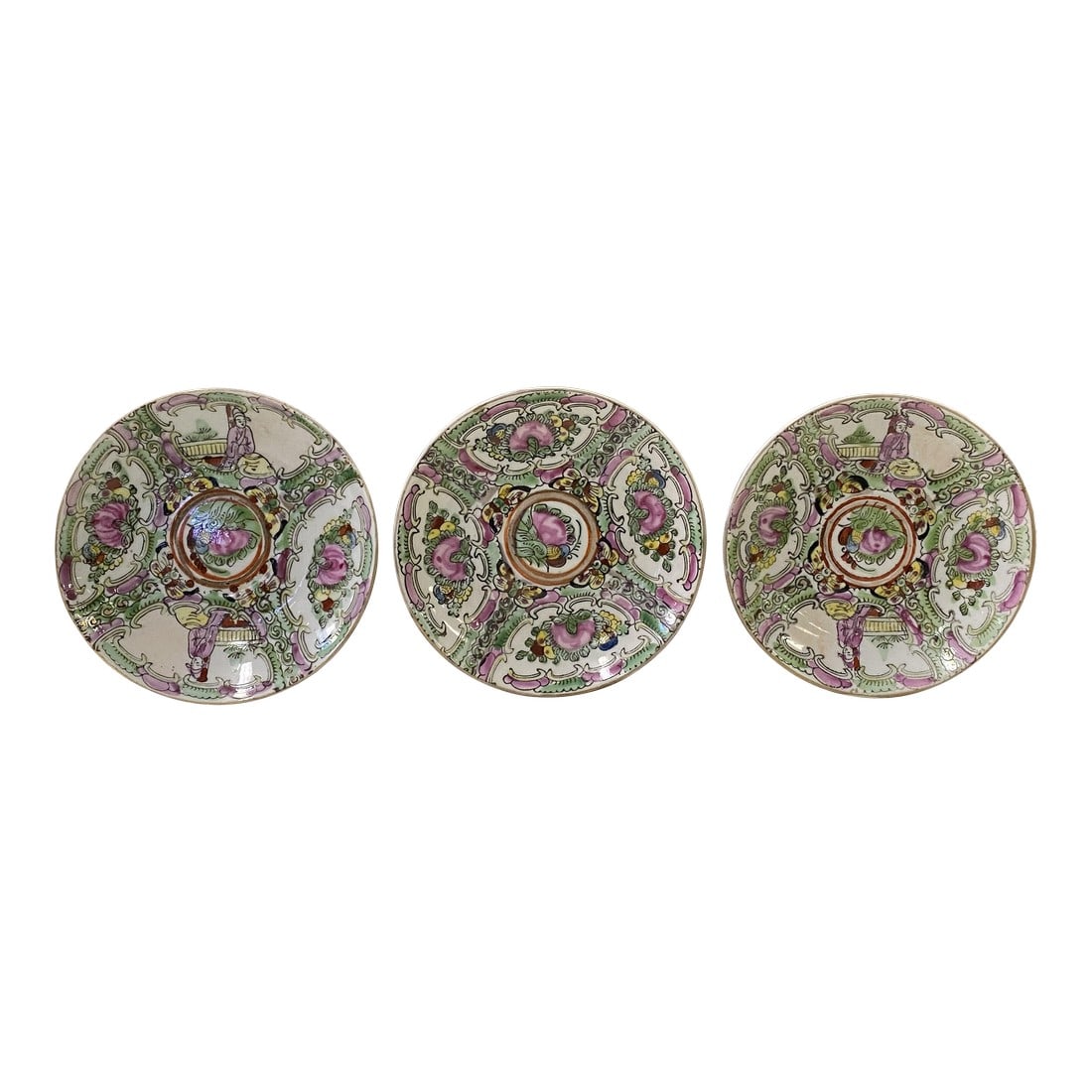 Set 3 Chinese Oriental Canton Porcelain Flowers Graphic Display Plate: The Chinese Oriental Canton Porcelain Flowers graphic Display Plate Decor is a stunning piece of artistry that captures the essence of traditional Chinese culture and craftsmanship. The intricate