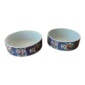 1970s Stackable Asian Chinoiserie Snack Soup Bowls- Set of 2