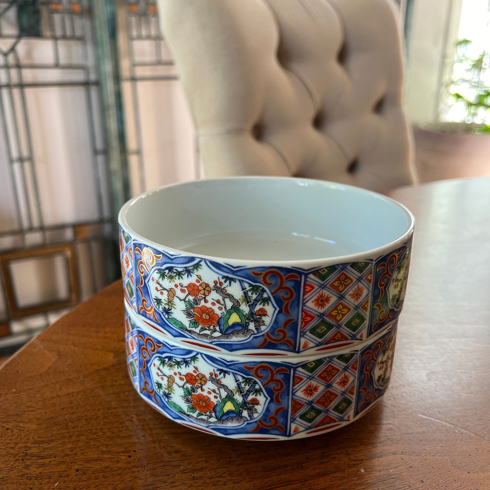 1970s Stackable Asian Chinoiserie Snack Soup Bowls- Set of 2 - 9