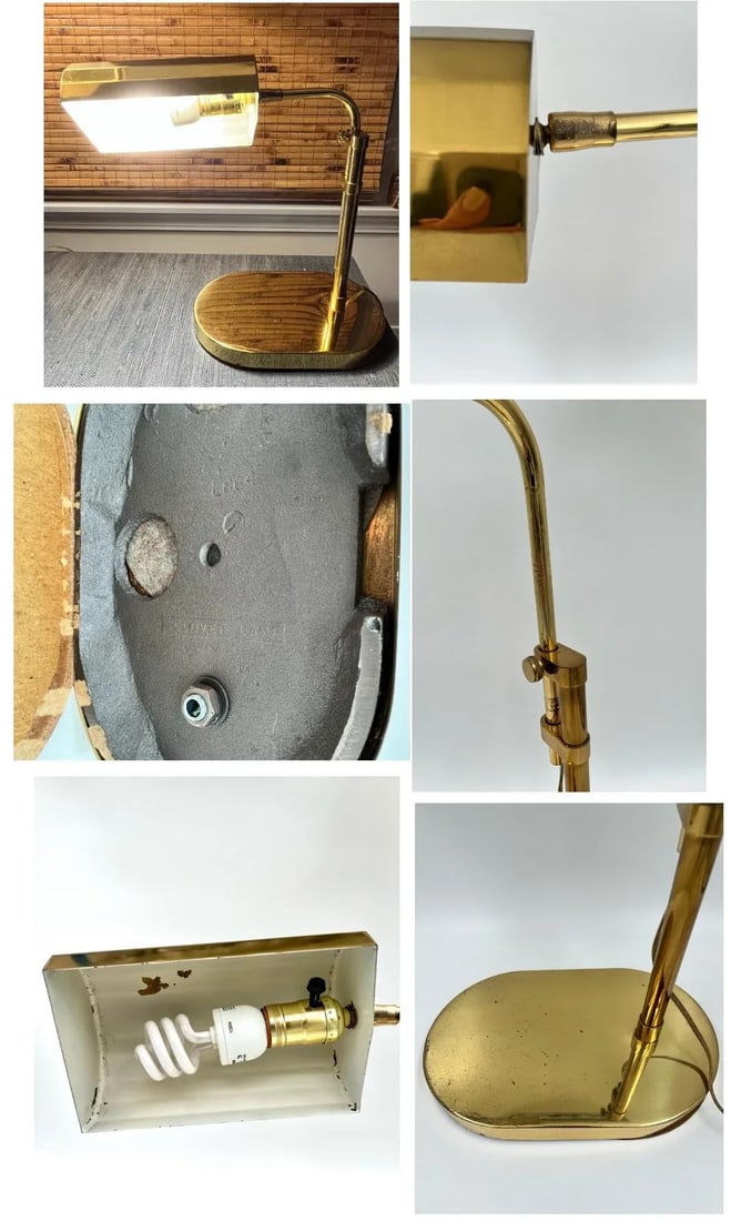 1970s Clover Lamp Co. Adjustable Brass Pharmacy Lamp Desk Lamp Styled After Reggiani And Arteluce - 11