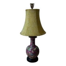 Vintage Chinoiserie Asian Lamp With Brass Finial