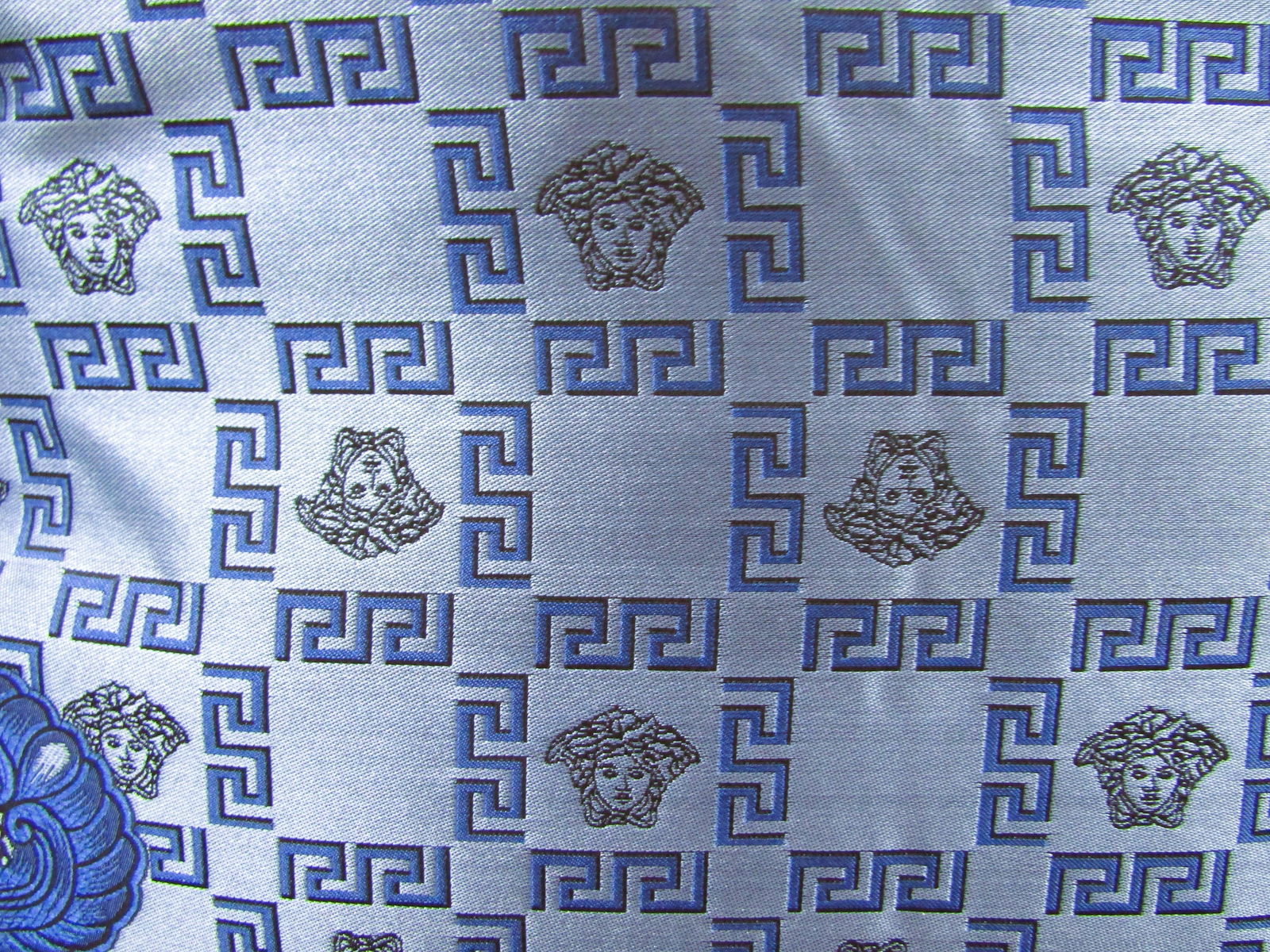 Gianni Versace Designer Blue Medusa Square Decorative Pillow - 5