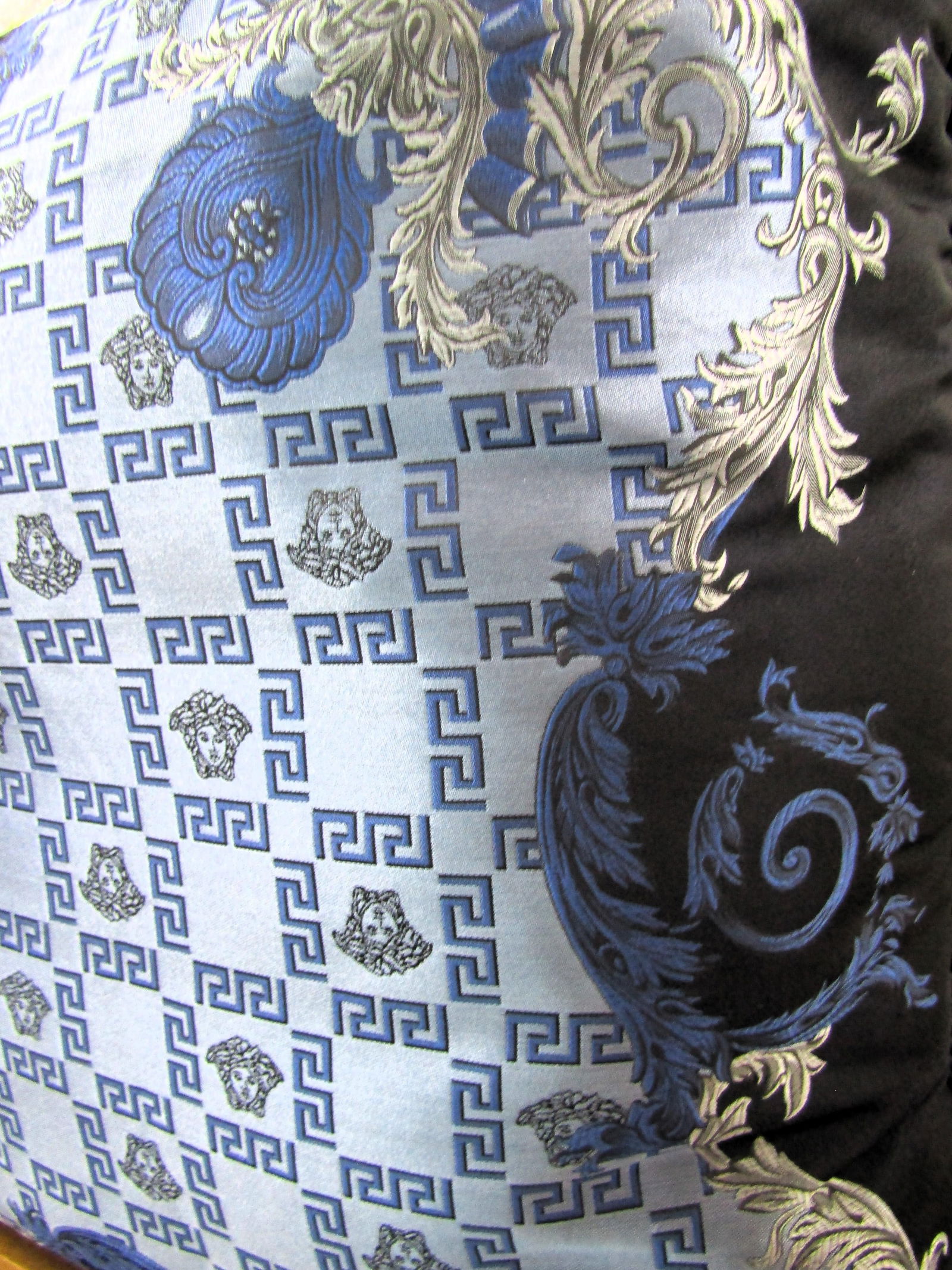 Gianni Versace Designer Blue Medusa Square Decorative Pillow - 6