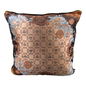 Gianni Versace Designer Brown Tan Medusa Square Decorative Pillow