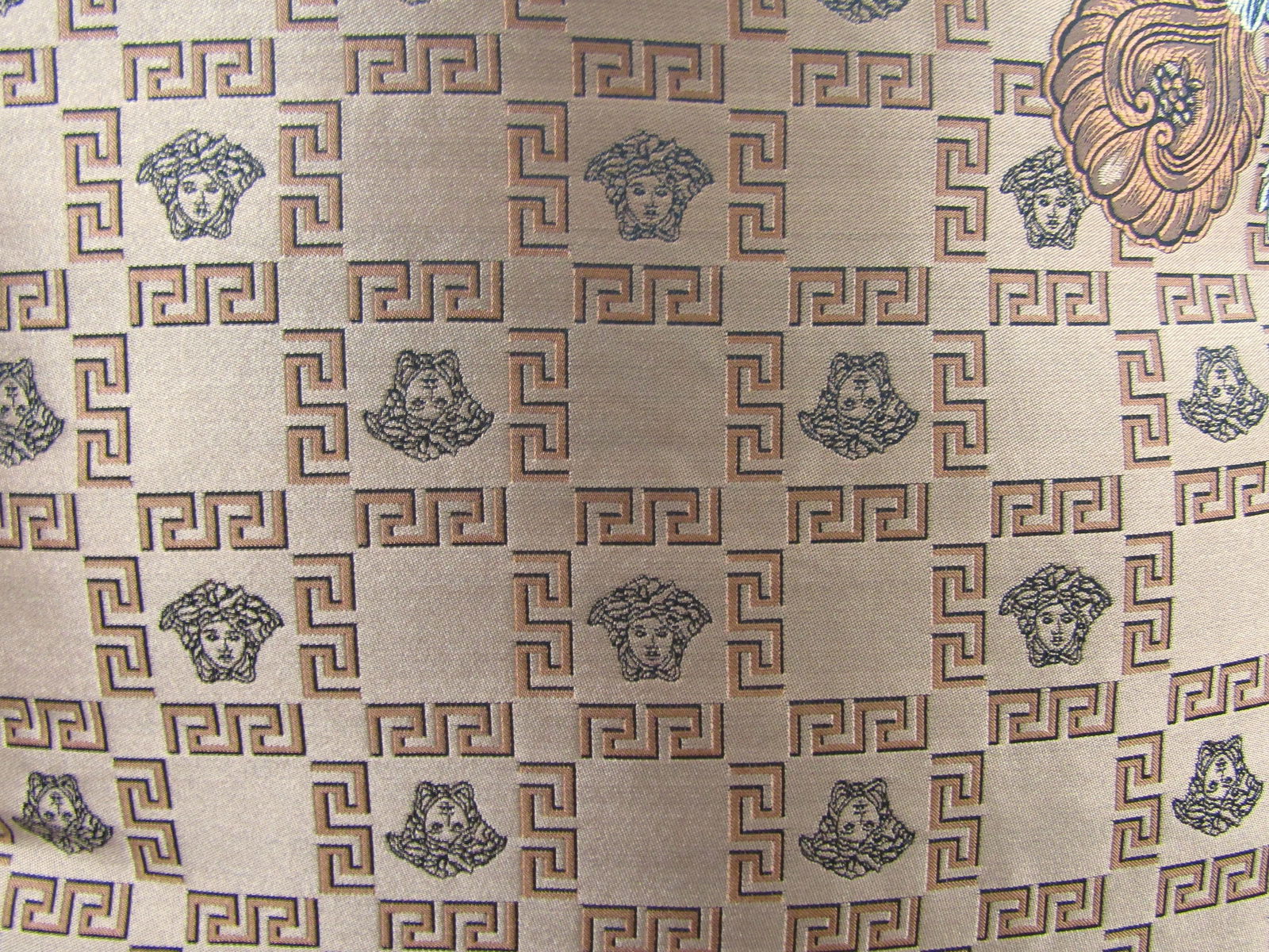 Gianni Versace Designer Brown Tan Medusa Square Decorative Pillow - 4