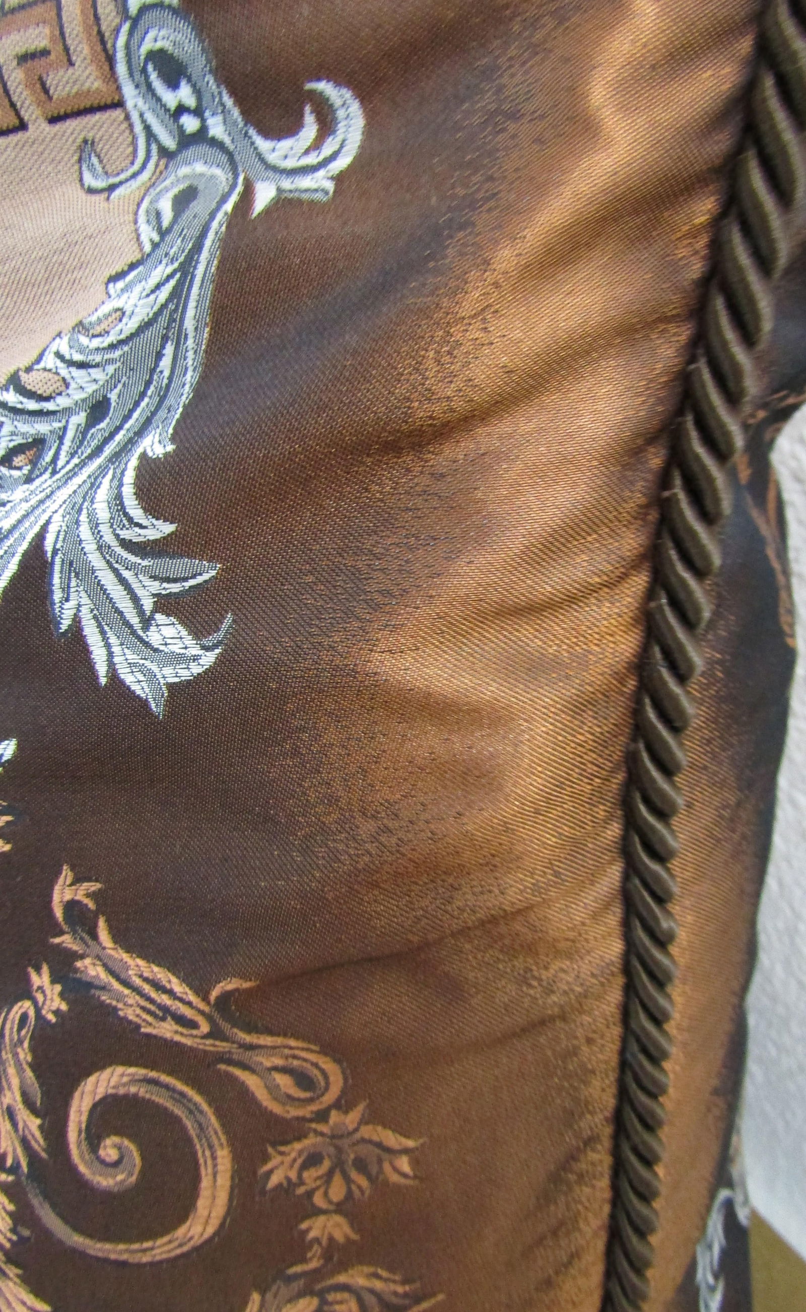 Gianni Versace Designer Brown Tan Medusa Square Decorative Pillow - 5