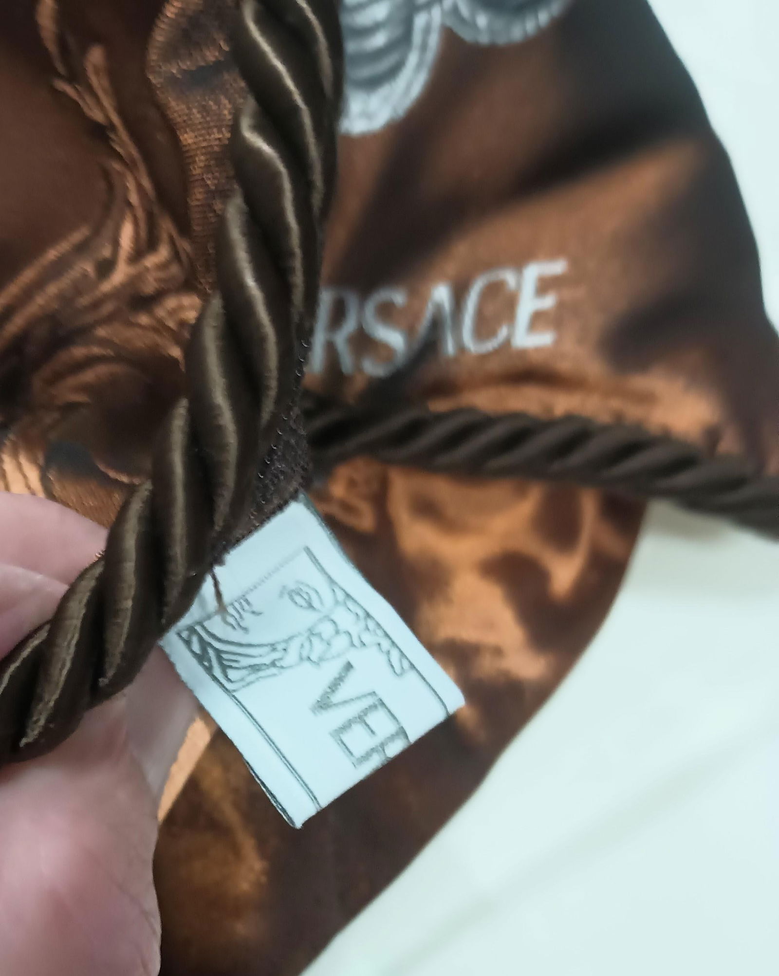 Gianni Versace Designer Brown Tan Medusa Square Decorative Pillow - 8