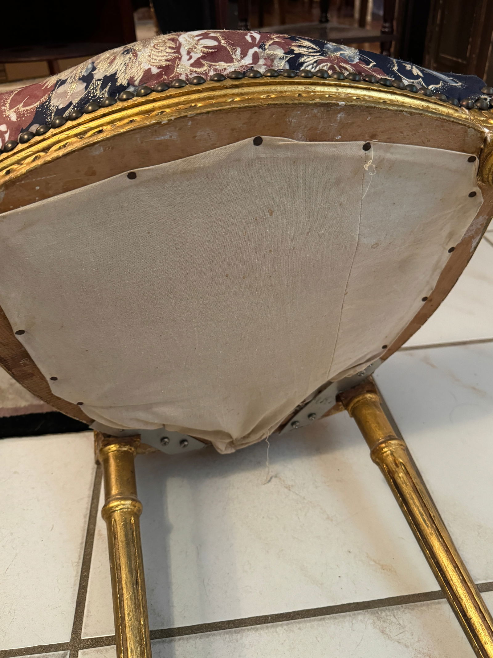 Early 20th Century Antique French Louis XIV Gold Leaf Side Accent Harp Small Chair - 10