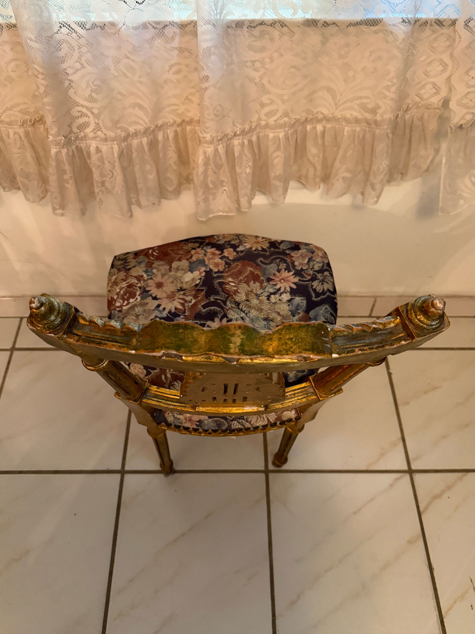 Early 20th Century Antique French Louis XIV Gold Leaf Side Accent Harp Small Chair - 8