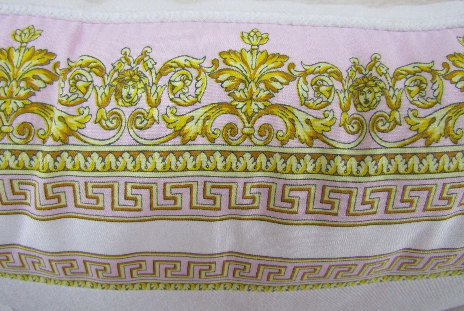 Gianni Versace Home Collection Medusa Pink White Square Throw Pillow - 4