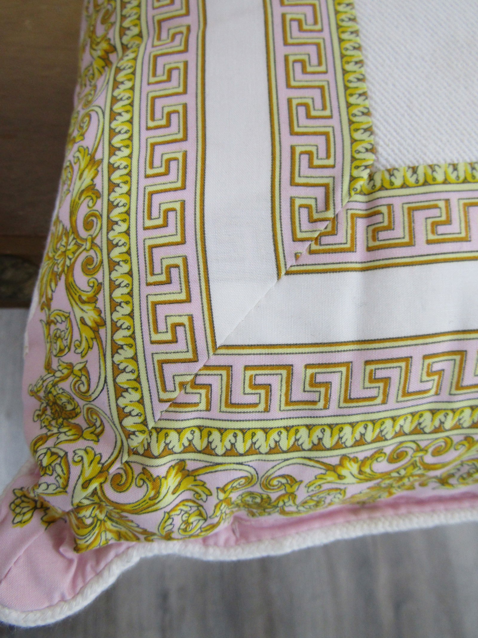 Gianni Versace Home Collection Medusa Pink White Square Throw Pillow - 6