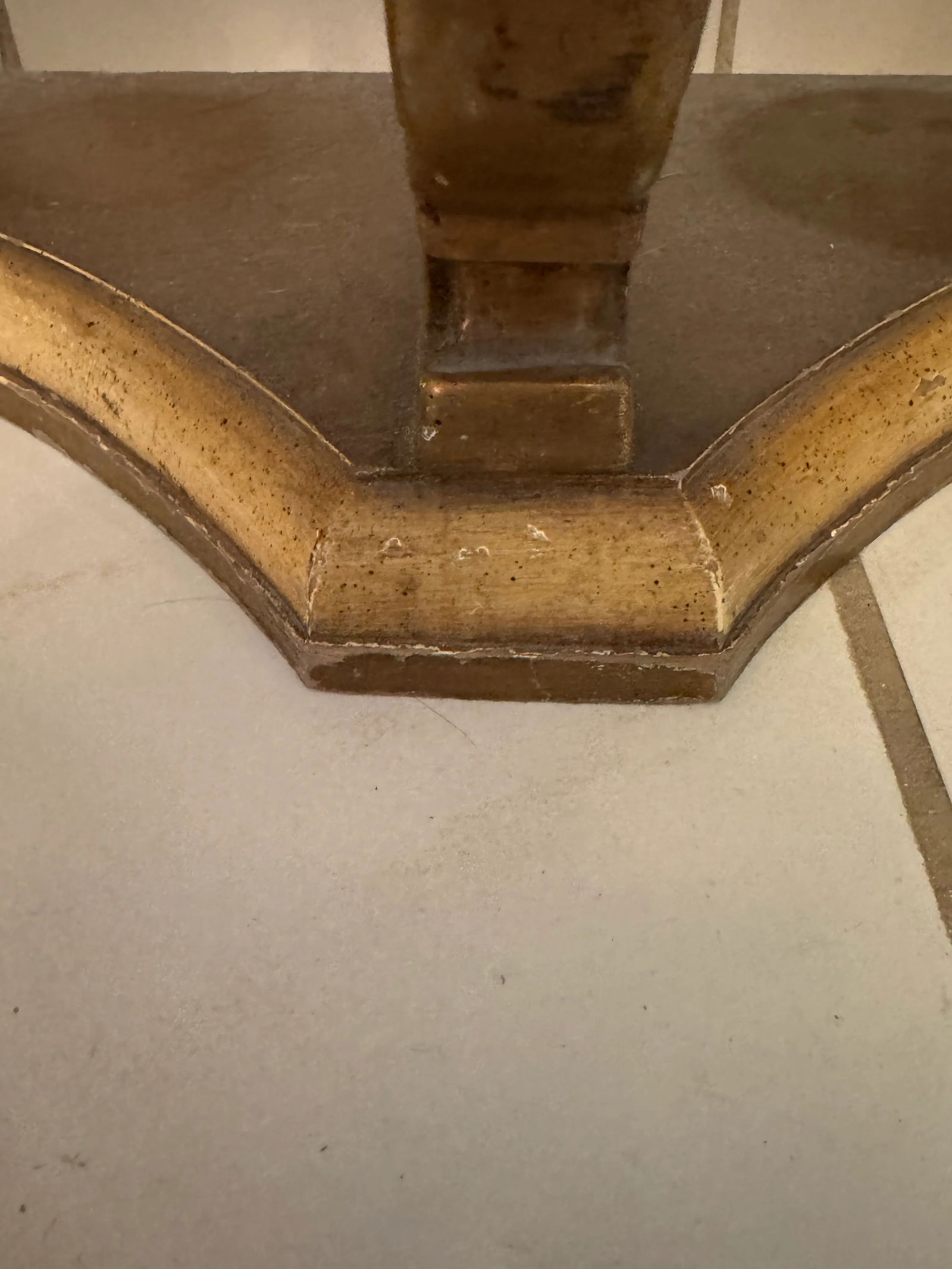 Antique Marble Top Demilune Accent Table - 9