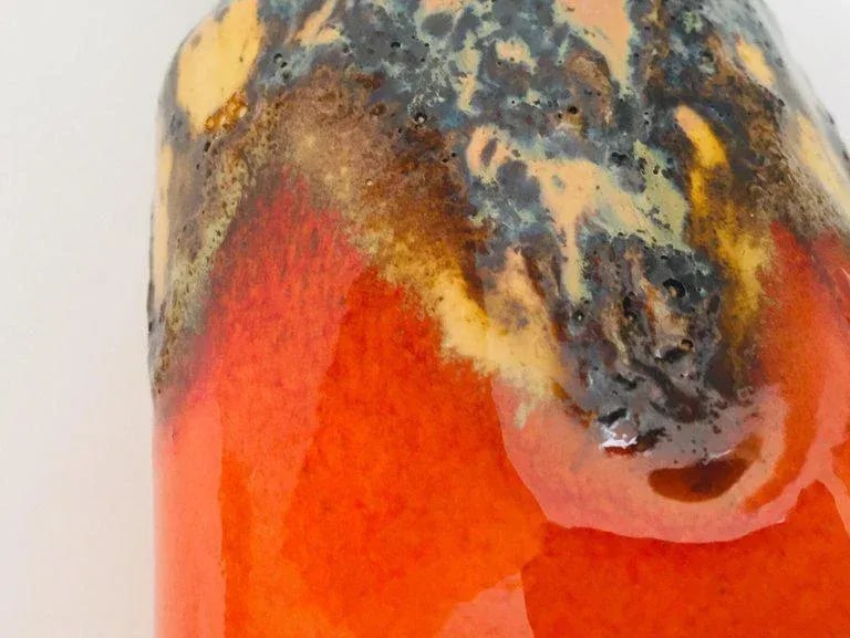 1960s Bauhaus West German Fat Lava Orange Vase - 11