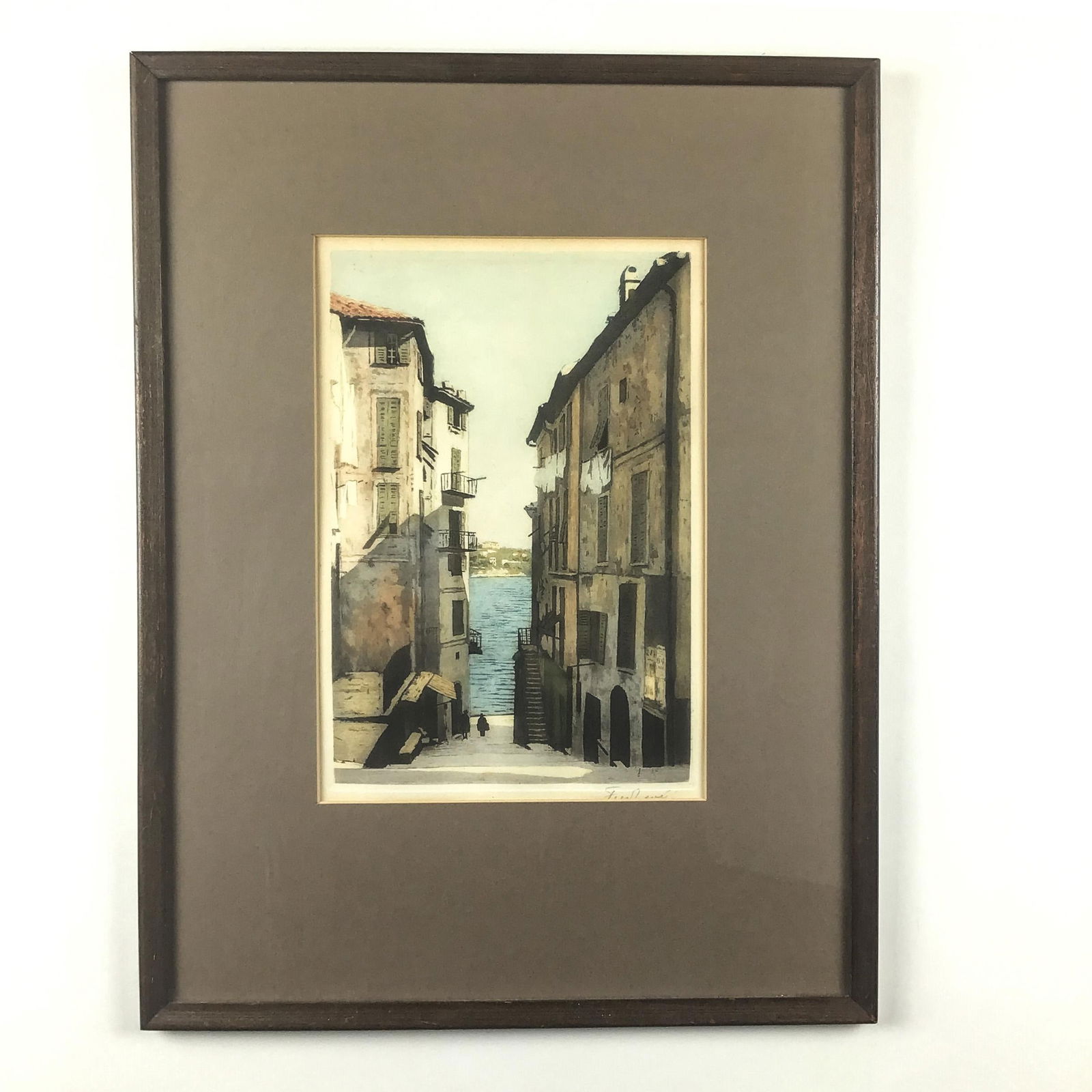 Mid Century Framed European Etched Prints or Pencil Drawings Under Glass. - 2