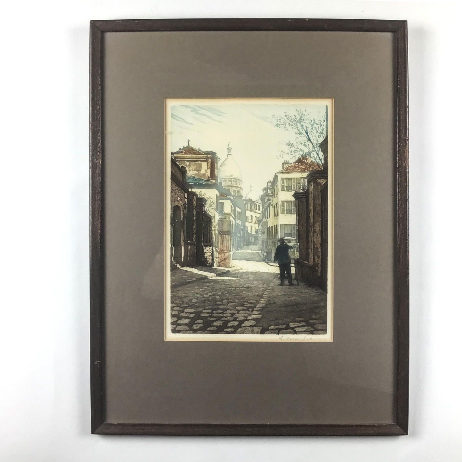 Mid Century Framed European Etched Prints or Pencil Drawings Under Glass. - 3