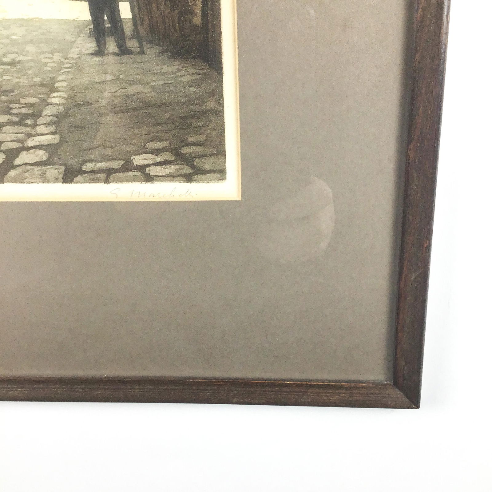 Mid Century Framed European Etched Prints or Pencil Drawings Under Glass. - 4