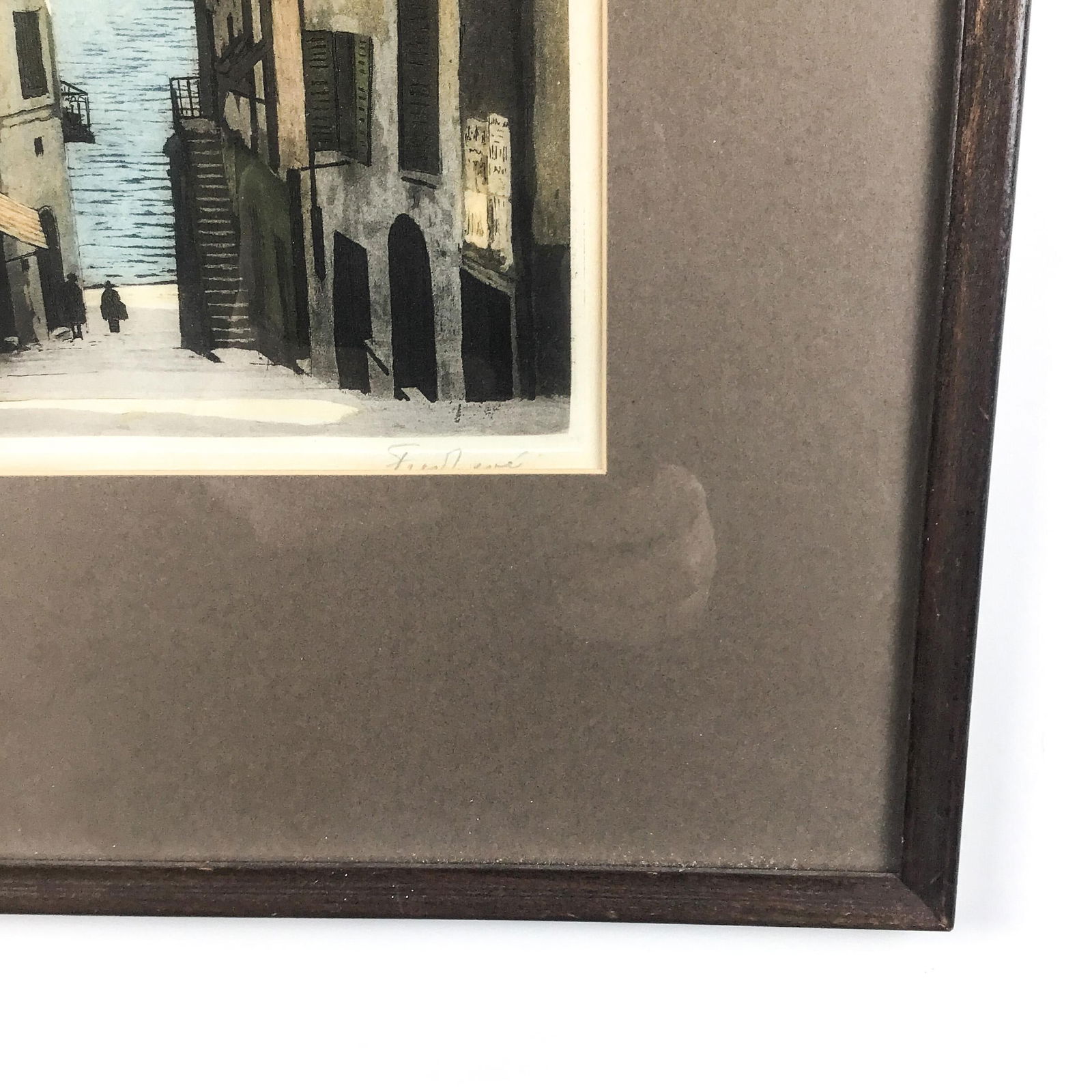 Mid Century Framed European Etched Prints or Pencil Drawings Under Glass. - 5