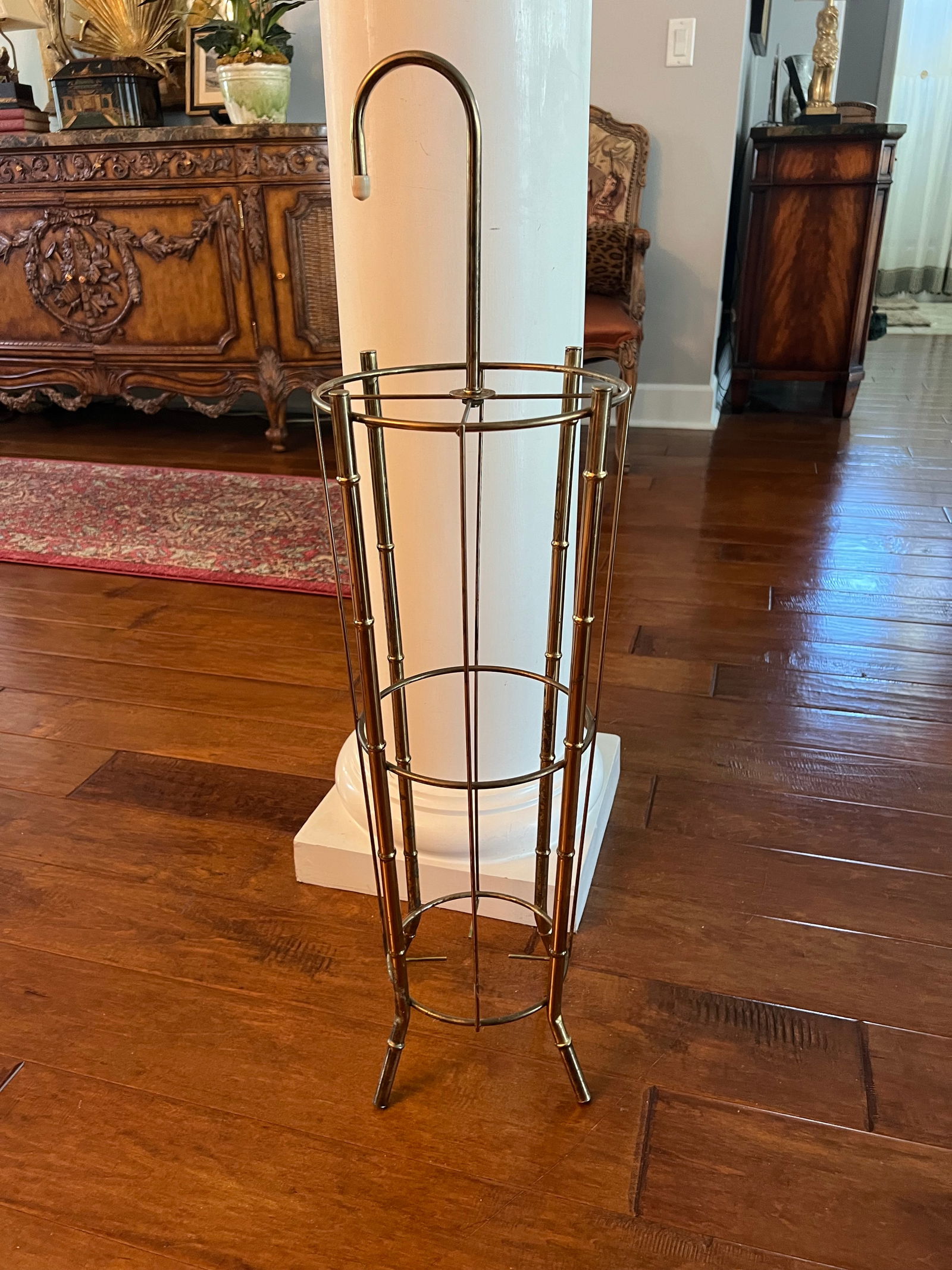 MCM Faux Bamboo Brass Umbrella Stand - 2