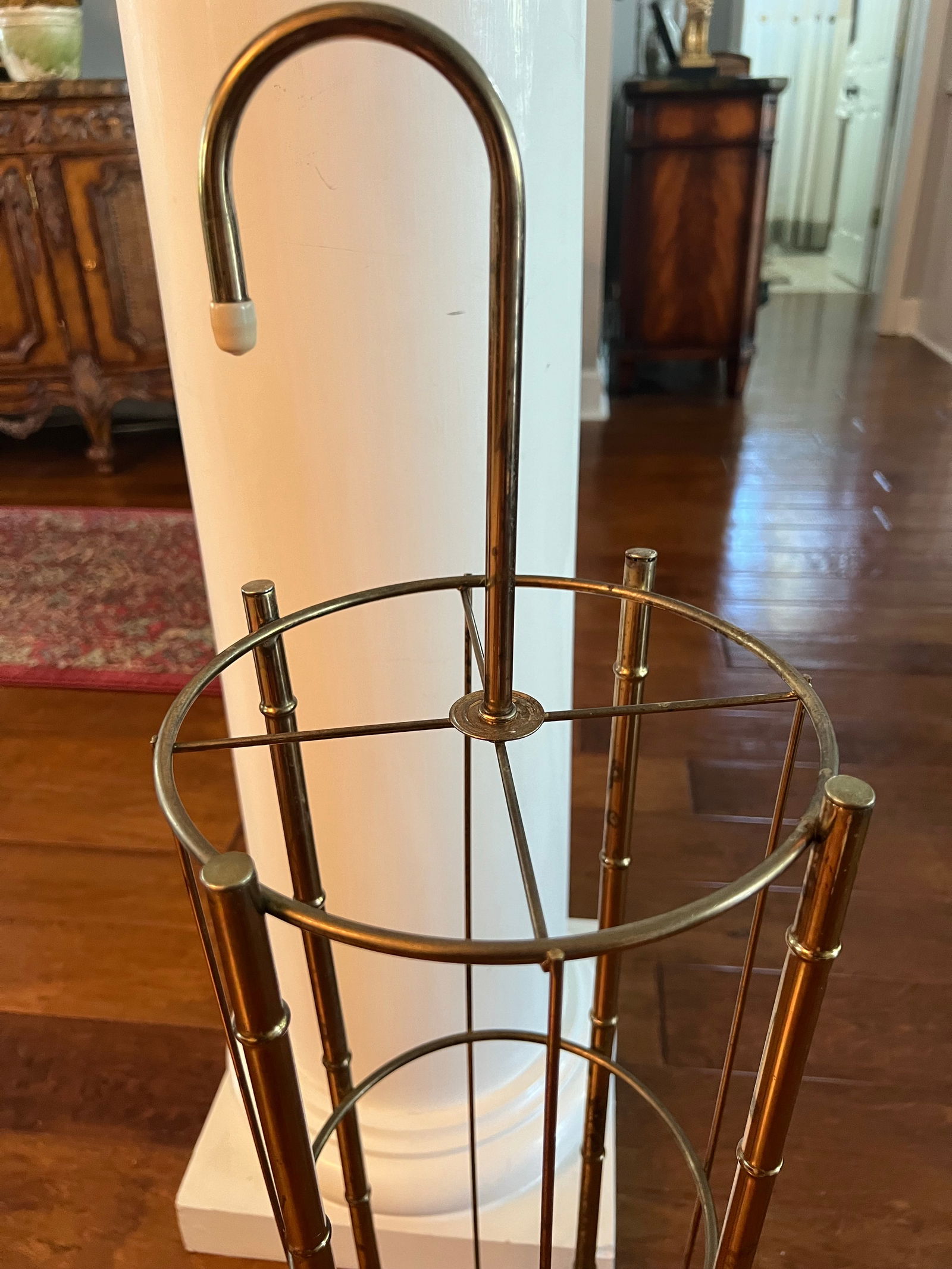 MCM Faux Bamboo Brass Umbrella Stand - 6