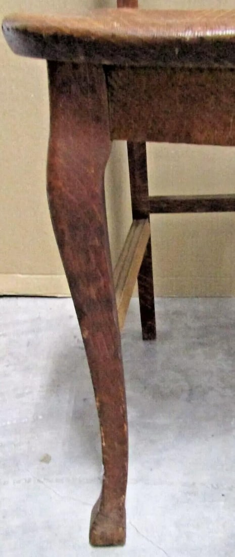 1920s Antique Oak Three Slat Ladder Back Tear Drop Seat Side Chair - 9