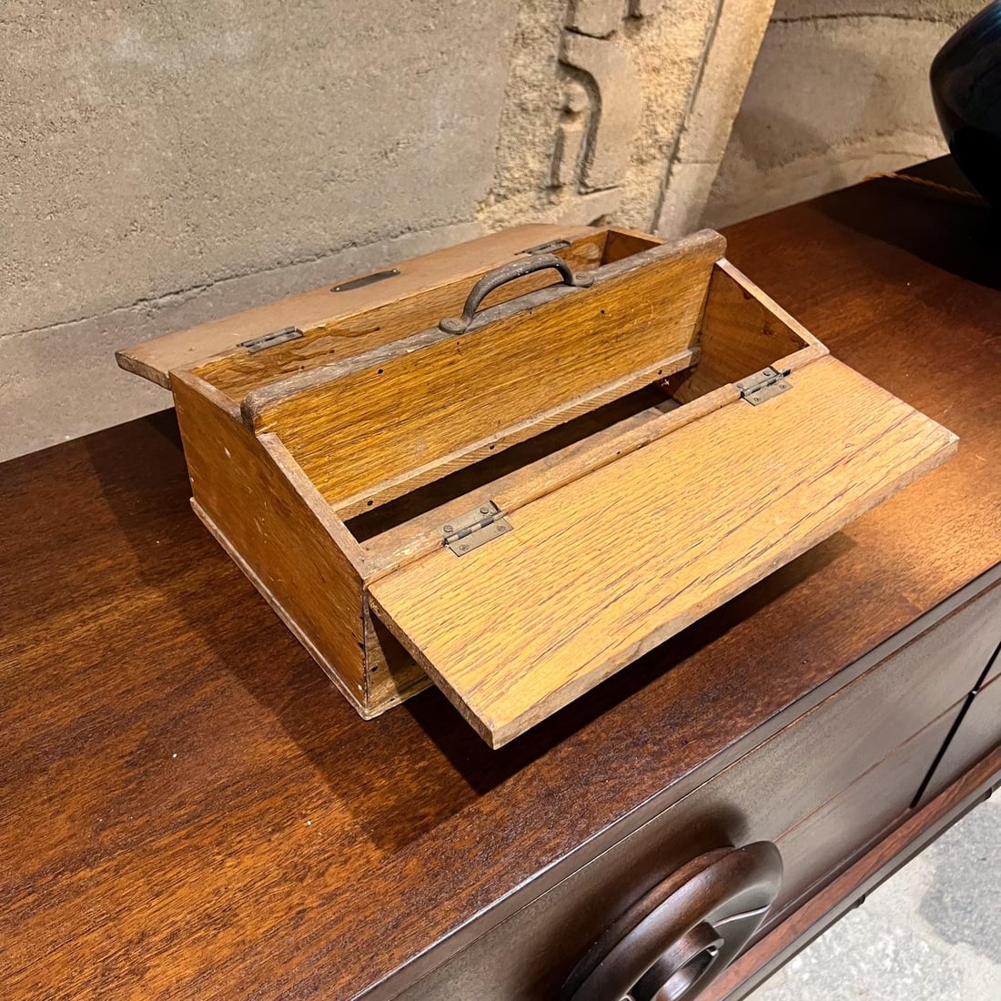 Antique Hammacher Schlemmer & Co Ny Toolbox Solid Oak - 12