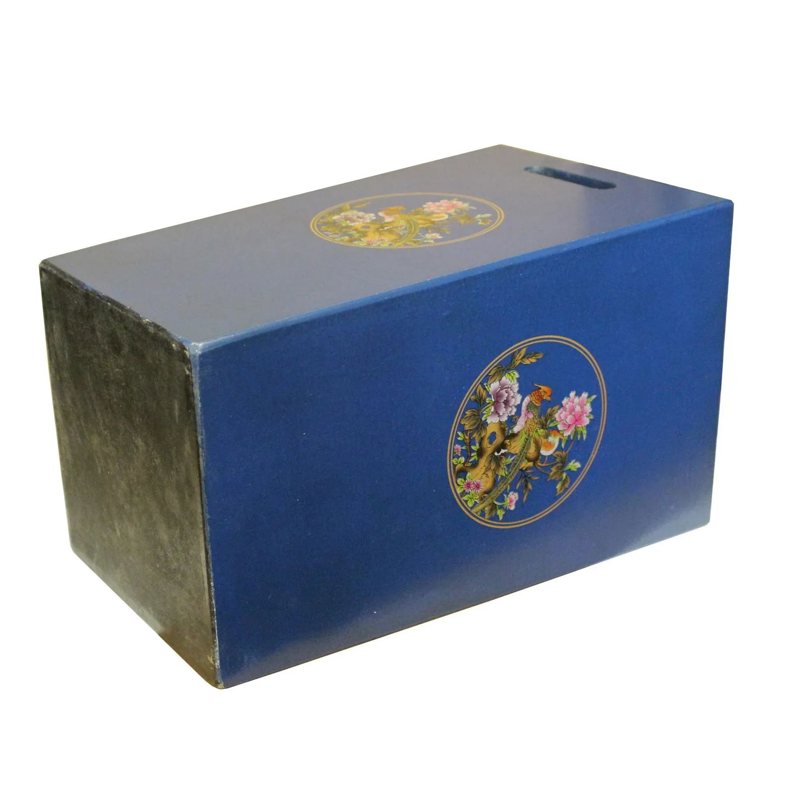 Bright Blue Square Flower Bird Graphic Bucket - 3