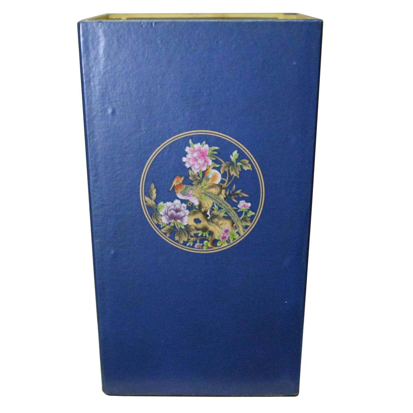 Bright Blue Square Flower Bird Graphic Bucket - 4