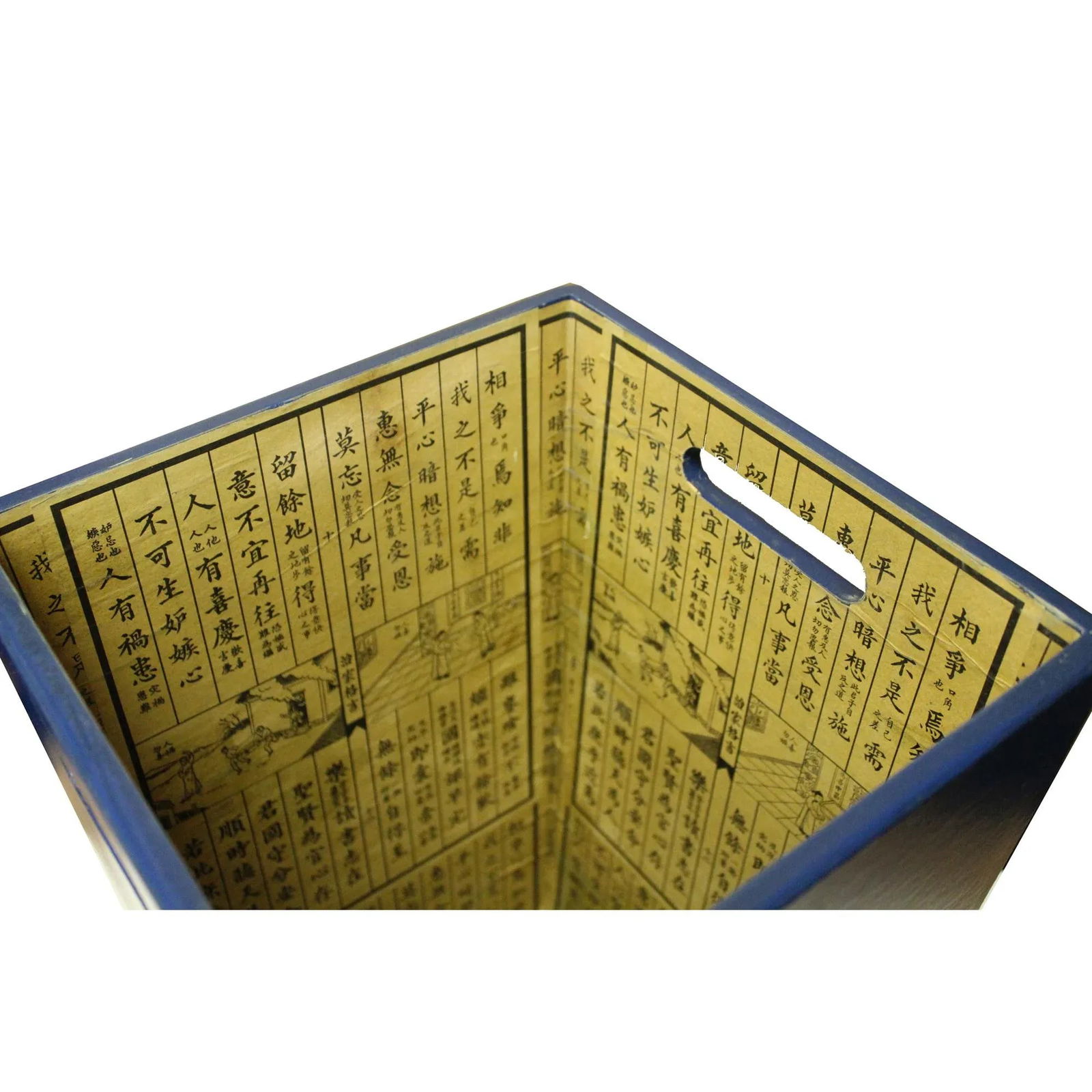 Bright Blue Square Flower Bird Graphic Bucket - 6