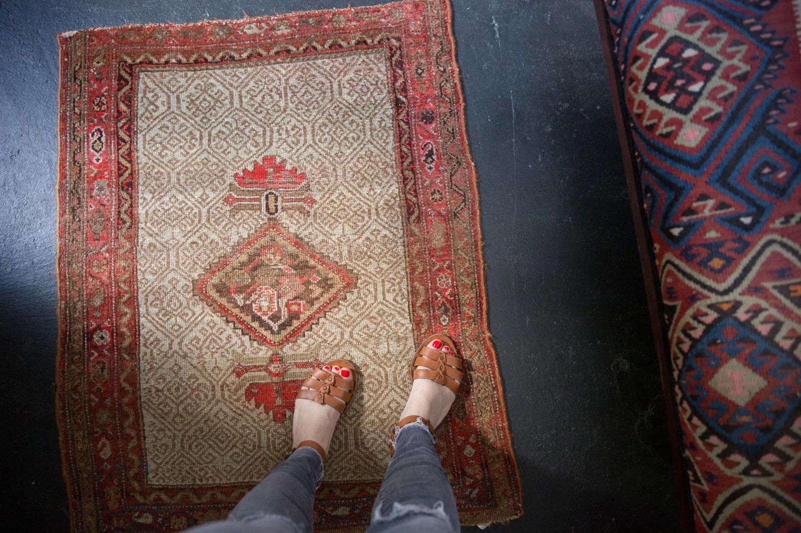 Antique Malayer Square Rug - 3' X 3'7" - 7