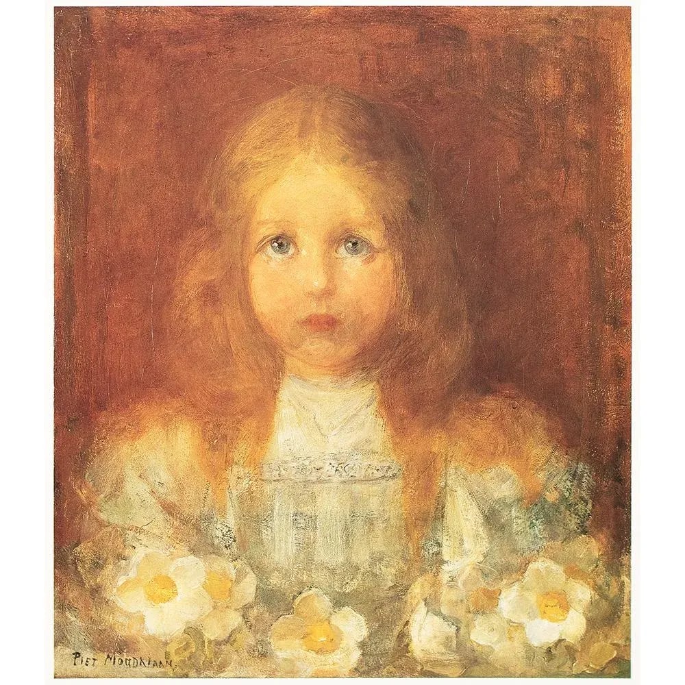 1991 After Piet Mondrian "Portrait of a Girl With Flowers", Full-Color Parisian Print - 2