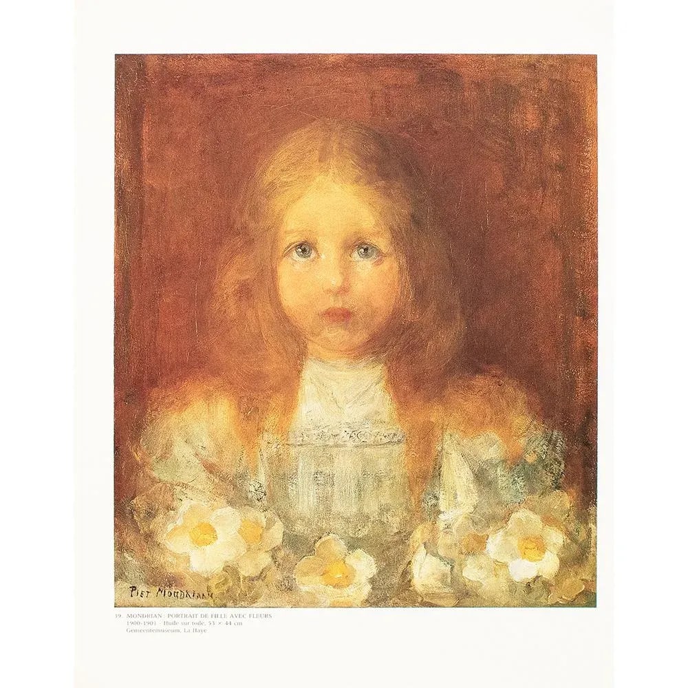 1991 After Piet Mondrian "Portrait of a Girl With Flowers", Full-Color Parisian Print - 6