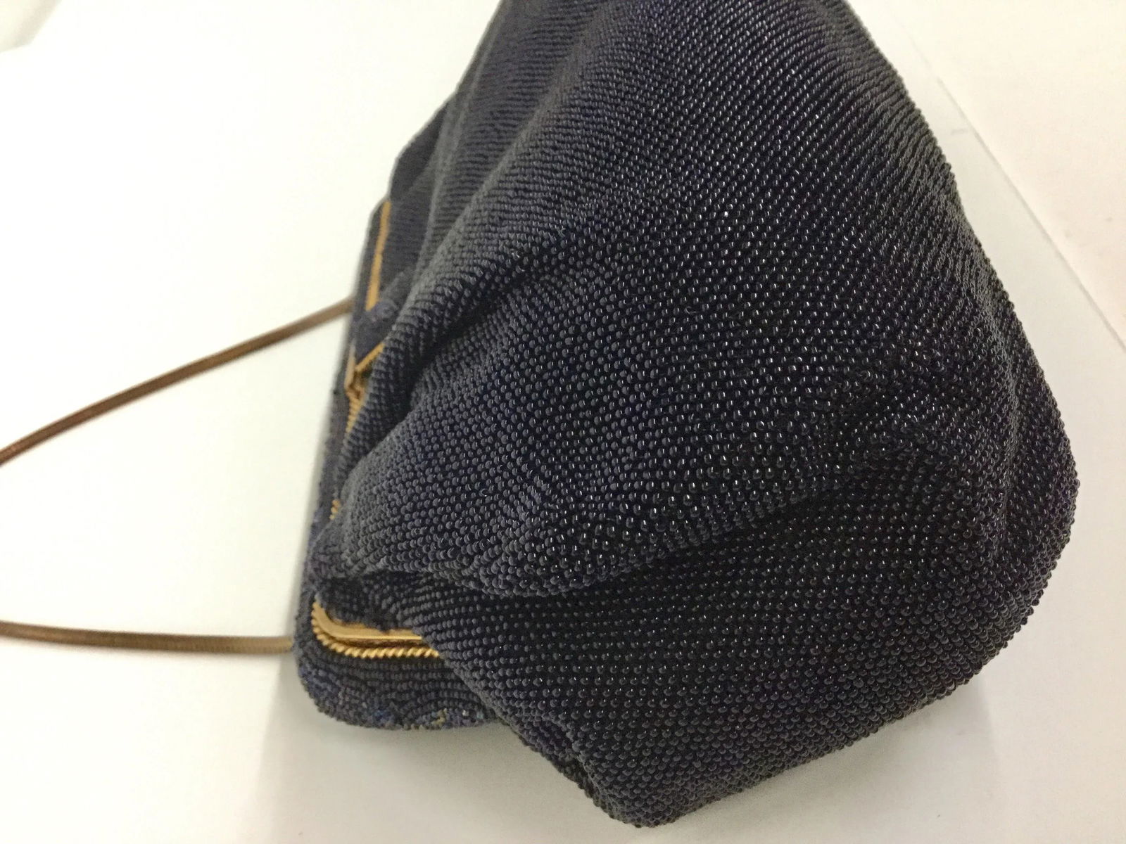 French Deep Navy Black Micro Beaded Evening Purse - 10