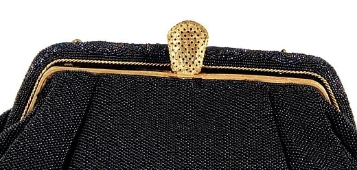 French Deep Navy Black Micro Beaded Evening Purse - 5