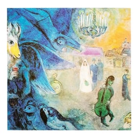 1972 After Marc Chagall "The Wedding Candles", Full-Color Parisian Print