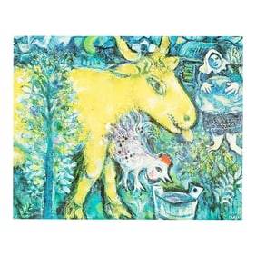 1972 After Marc Chagall "The Farm, the Village", Full-Color Parisian Print