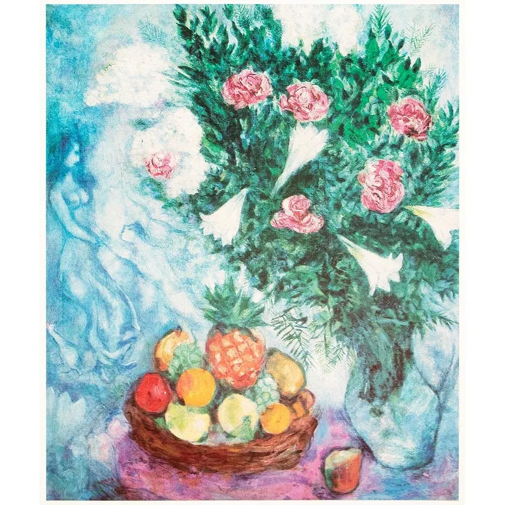 1972 After Marc Chagall "Fruits and Flowers", Full-Color Parisian Print - 2