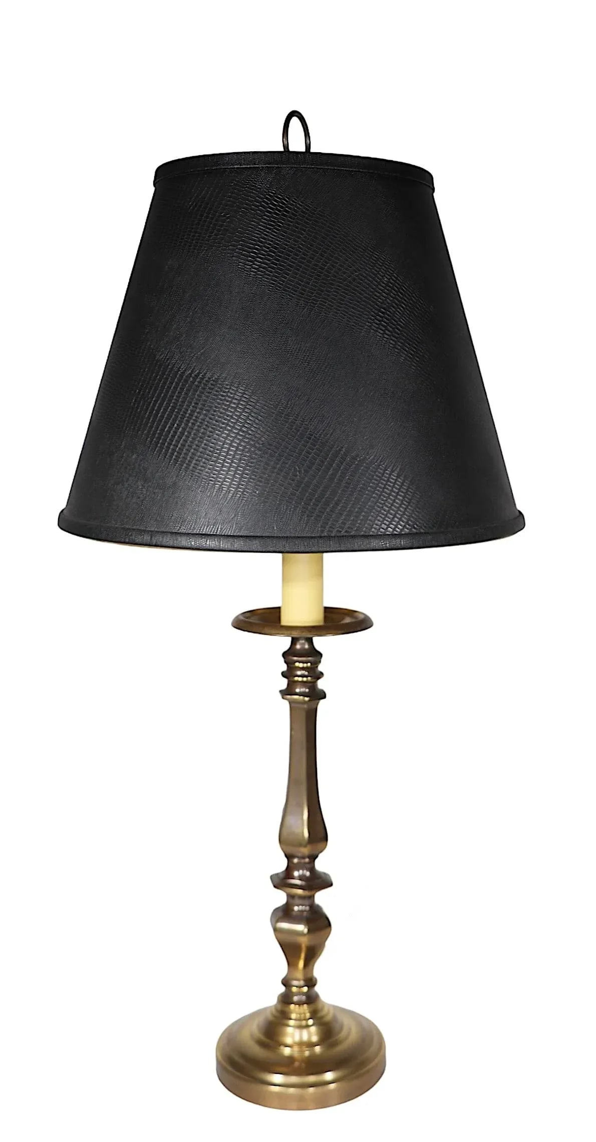 Heavy Brass Candlestick Table Lamp C 1970's - 11