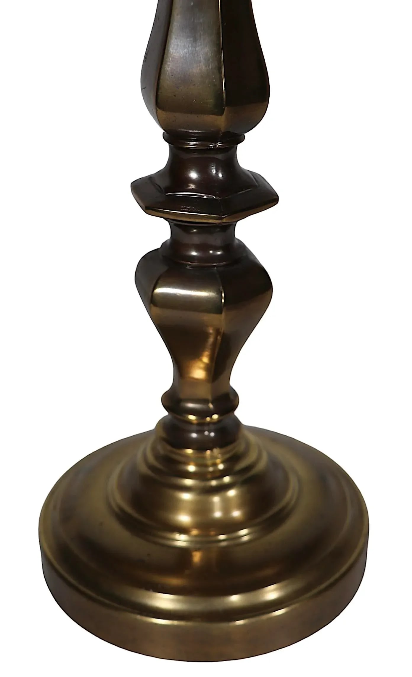 Heavy Brass Candlestick Table Lamp C 1970's - 4