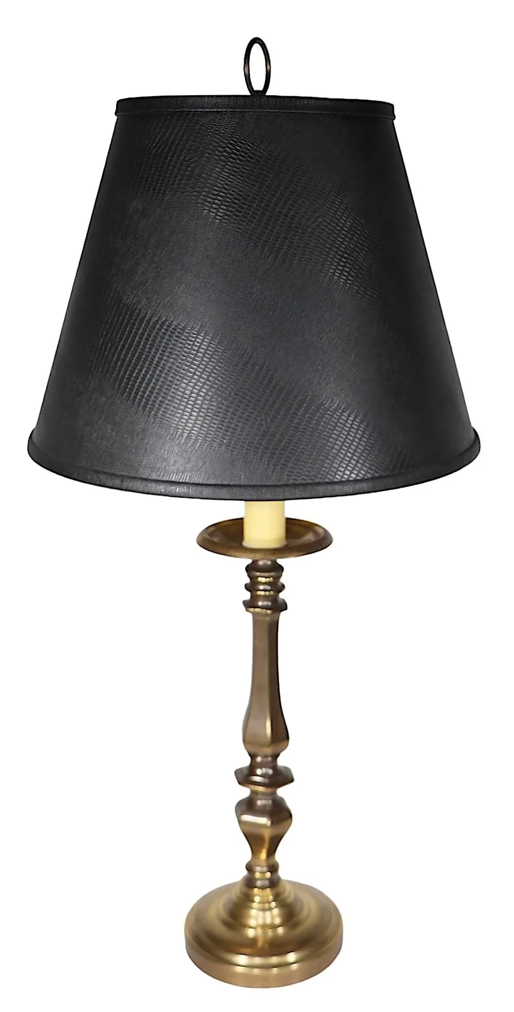 Heavy Brass Candlestick Table Lamp C 1970's - 8