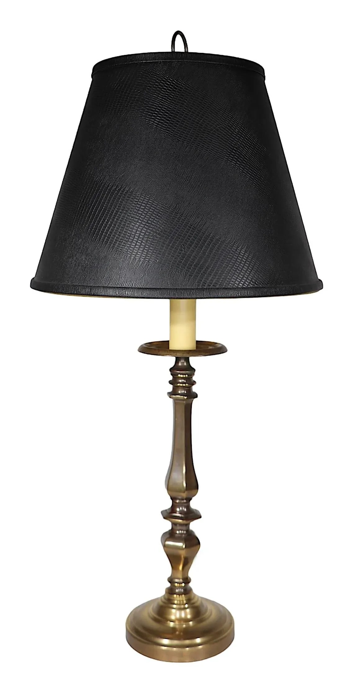 Heavy Brass Candlestick Table Lamp C 1970's - 9