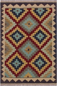Shabby Chic Kilim Hand-Woven Wool Rug - 3"²5"³ × 4"²11"³