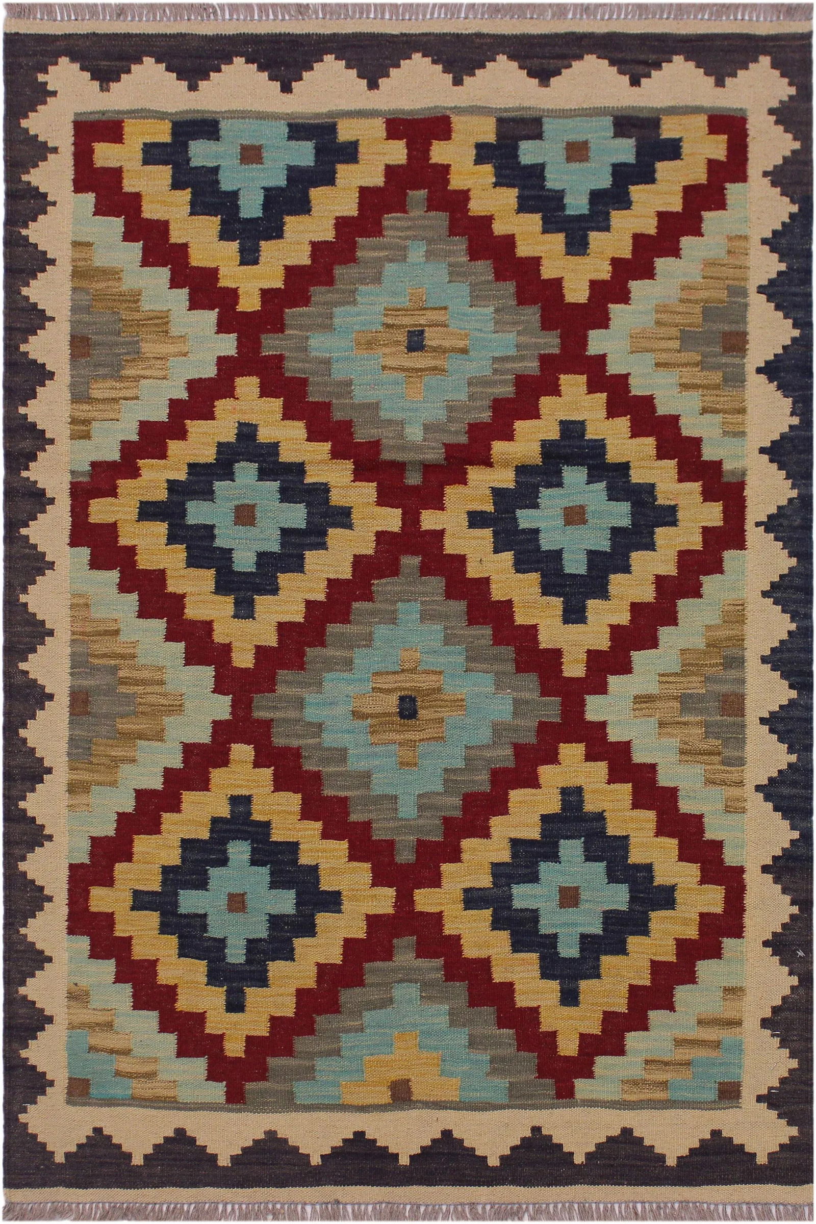 Shabby Chic Kilim Hand-Woven Wool Rug - 3"²5"³ × 4"²11"³ - 8