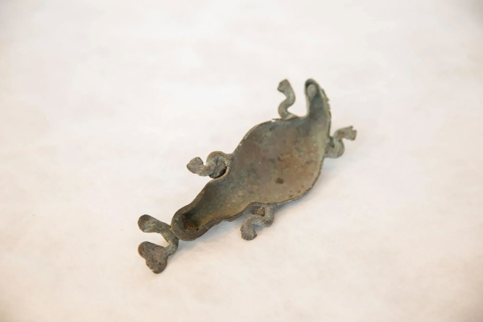 Vintage African Oxidized Copper Crocodile Eating Fish - 5