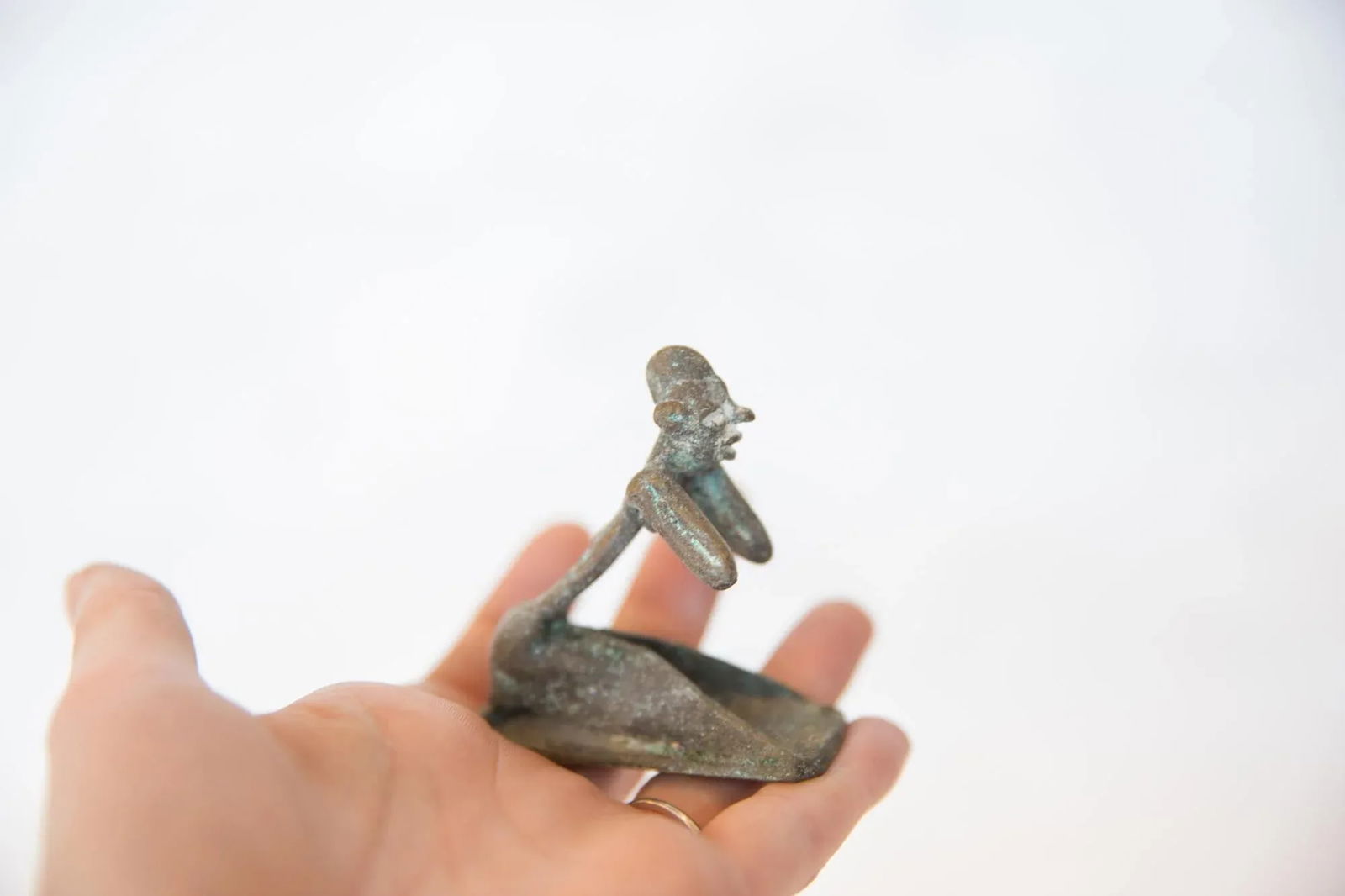 Vintage African Oxidized Copper Person Posing - 4