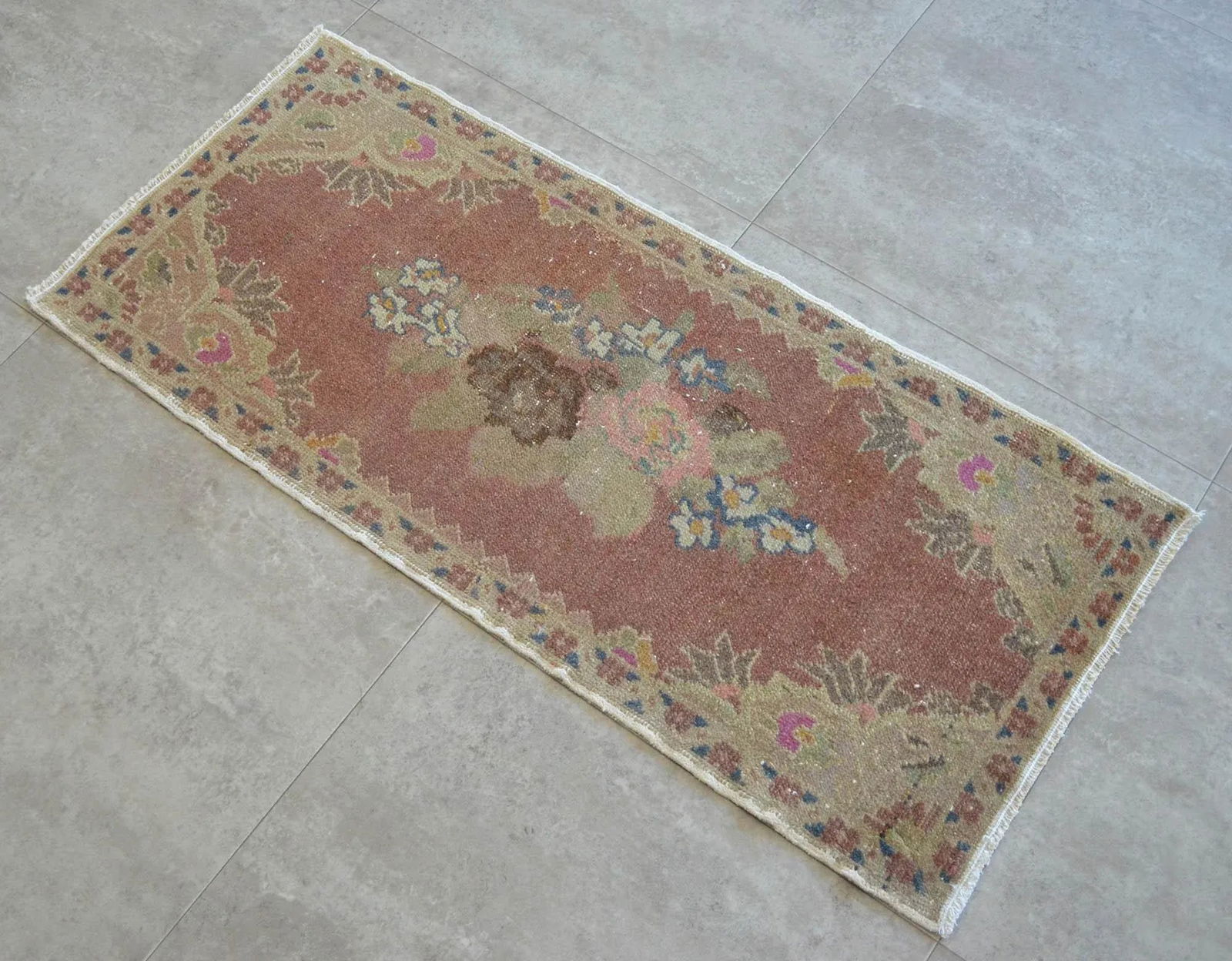 Hand Knotted Small Rug Mid Century Modern Doormat - 1"²6"³ × 3"²3"³ - 4