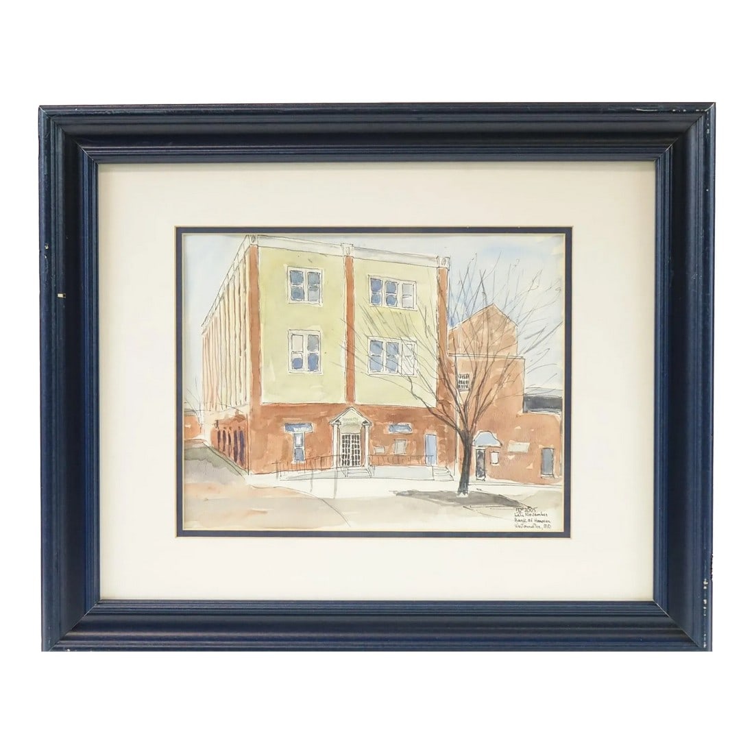 Maryland Town Original Watercolor on Paper Signed: Maryland Town, Original Watercolor on Paper, Signed - 24" x 20" This charming original watercolor painting on paper captures a scenic view of a historic Maryland town with fine architectural details