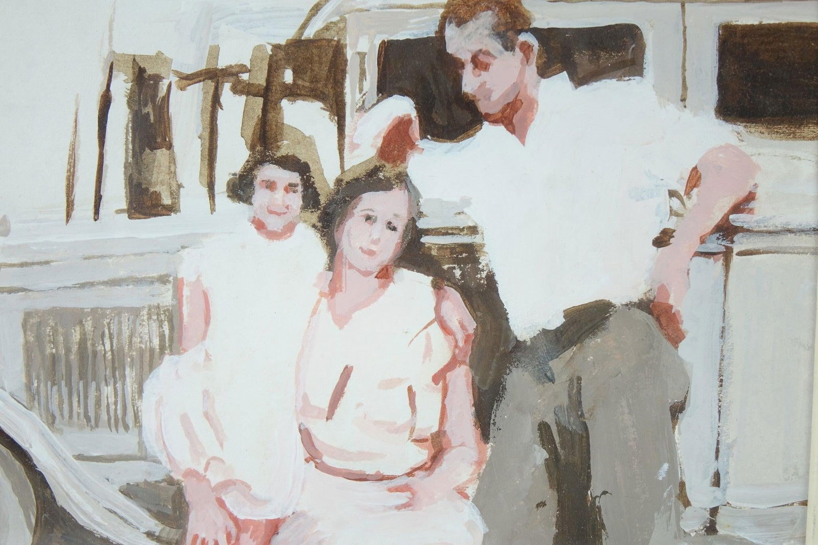 Late 20th Century Family Snapshot Original Acrylic Painting Signed - 4