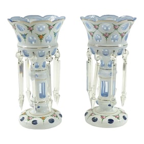 Early 20th Century Czech Decorative Hand Painted Glass Vases - A Pair